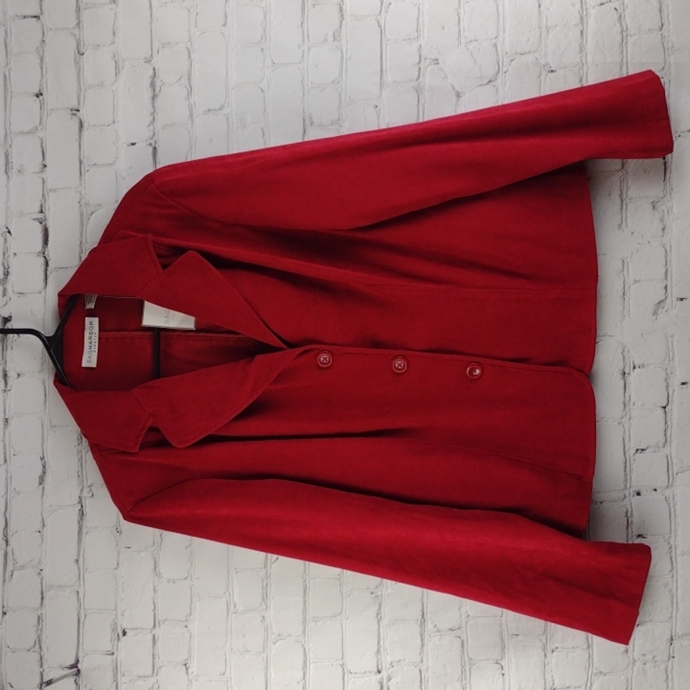 Sag Harbor Classic Crimson Red Blazer Jacket Large Moleskin